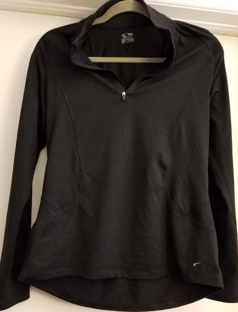 Champion semi-fitted black long sleeve 1/4 zip top